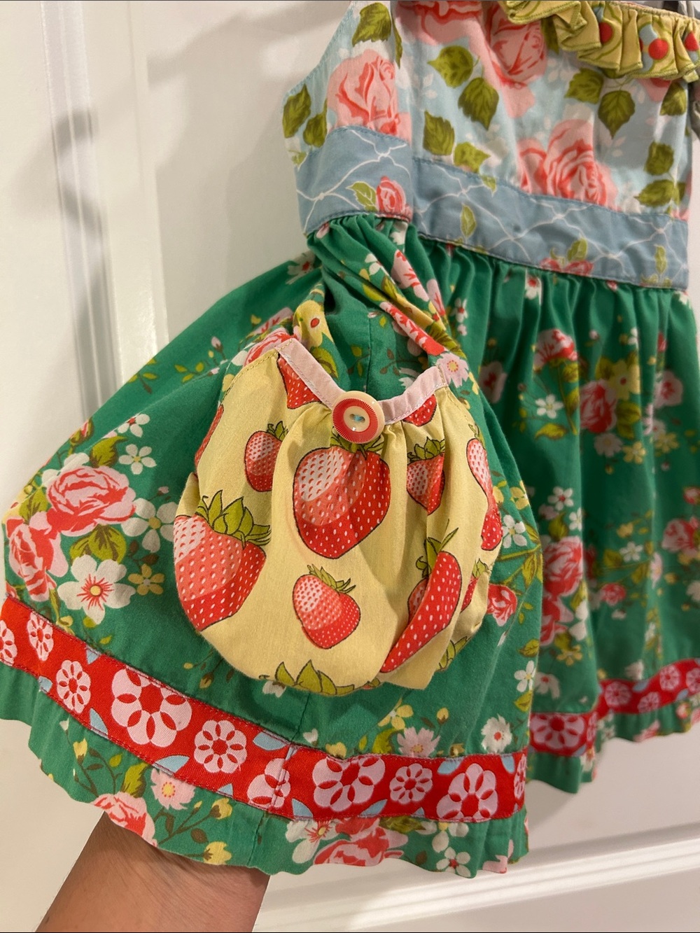 Matilda Jane Floral Green Sundress with Pink Rose Print - Picture 3 of 5